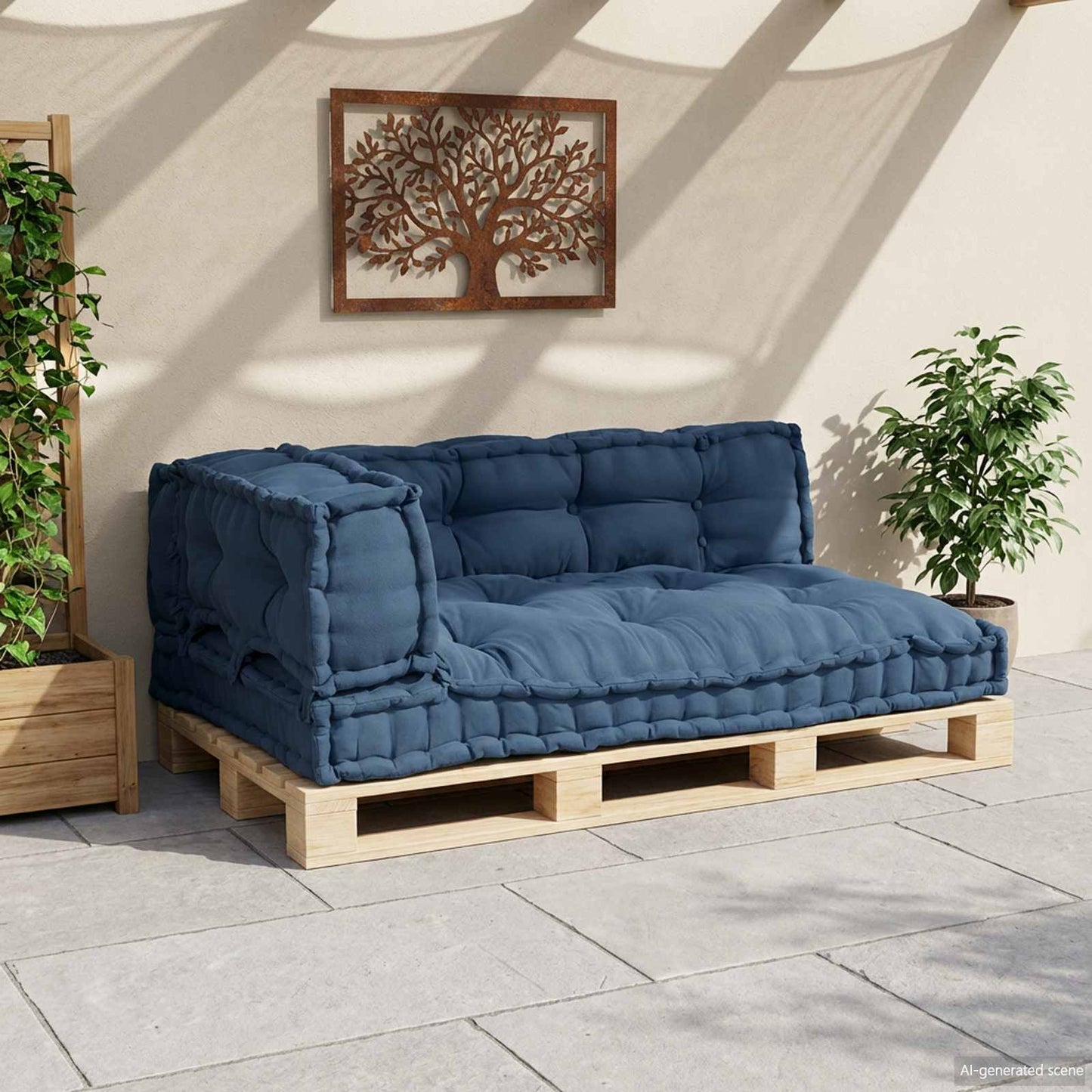 Cuscino per Divano Pallet 3 pcs Indaco 120 x 80 x 38 cm Tessuto | homemem39