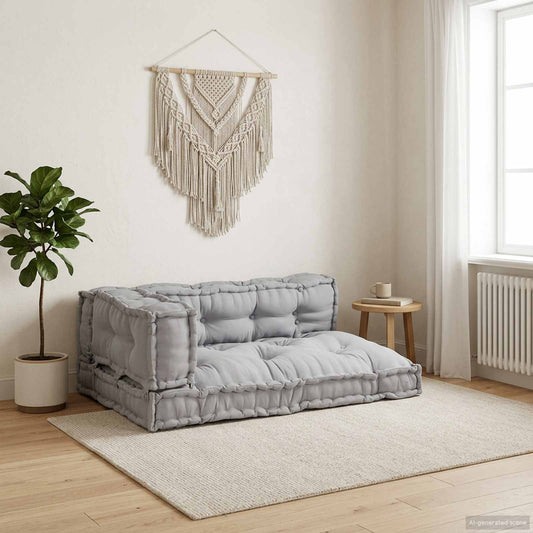 Cuscino per Divano Pallet 3 pcs Grigio 120 x 80 x 38 cm Tessuto | homemem39