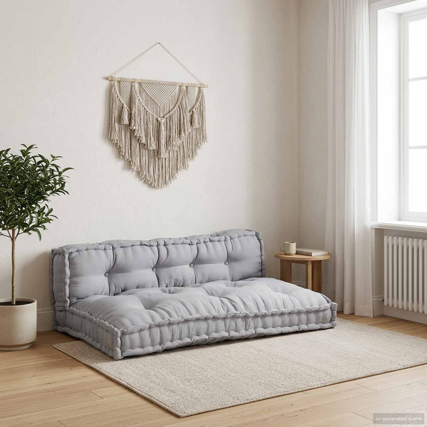 Cuscino per Divano Pallet 2 pcs Grigio 120 x 80 x 38 cm Tessuto | homemem39