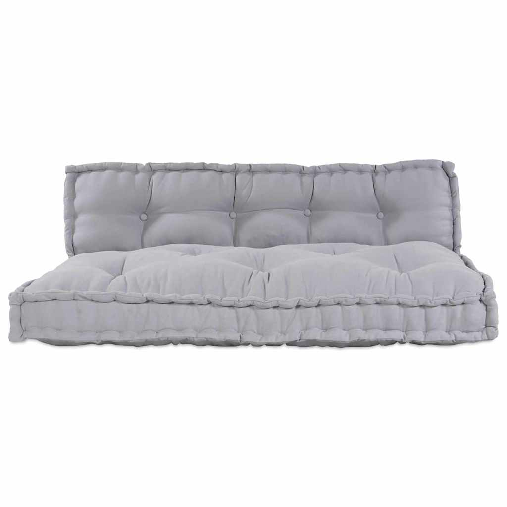 Cuscino per Divano Pallet 2 pcs Grigio 120 x 80 x 38 cm Tessuto | homemem39