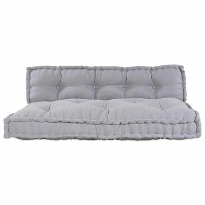 Cuscino per Divano Pallet 2 pcs Grigio 120 x 80 x 38 cm Tessuto | homemem39