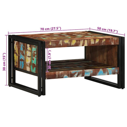 Tavolino Salotto Multicolore 70x50x38cm Legno Massello Recupero