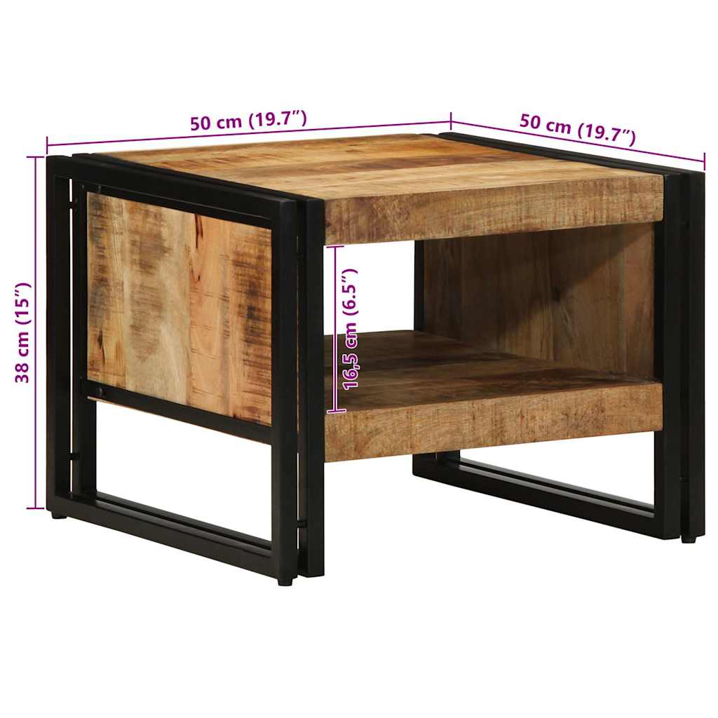 Tavolino da Salotto 50x50x38 cm Legno Massello di Mango Grezzo | homemem39