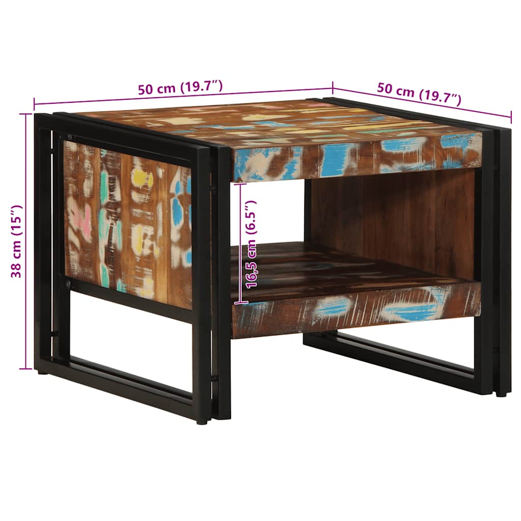 Tavolino Salotto Multicolore 50x50x38cm Legno Massello Recupero | homemem39