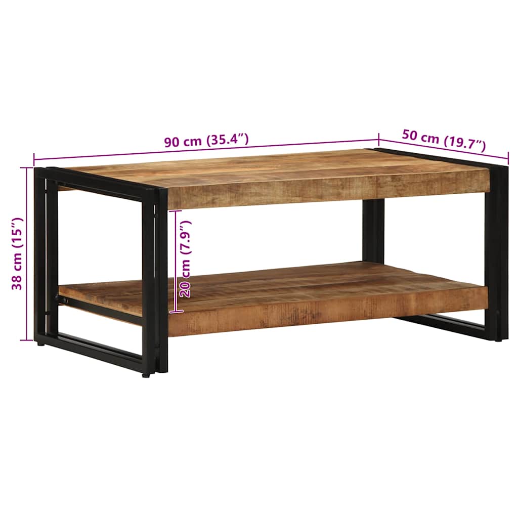 Tavolino da Salotto 90x50x38 cm Legno Massello di Mango Grezzo | homemem39
