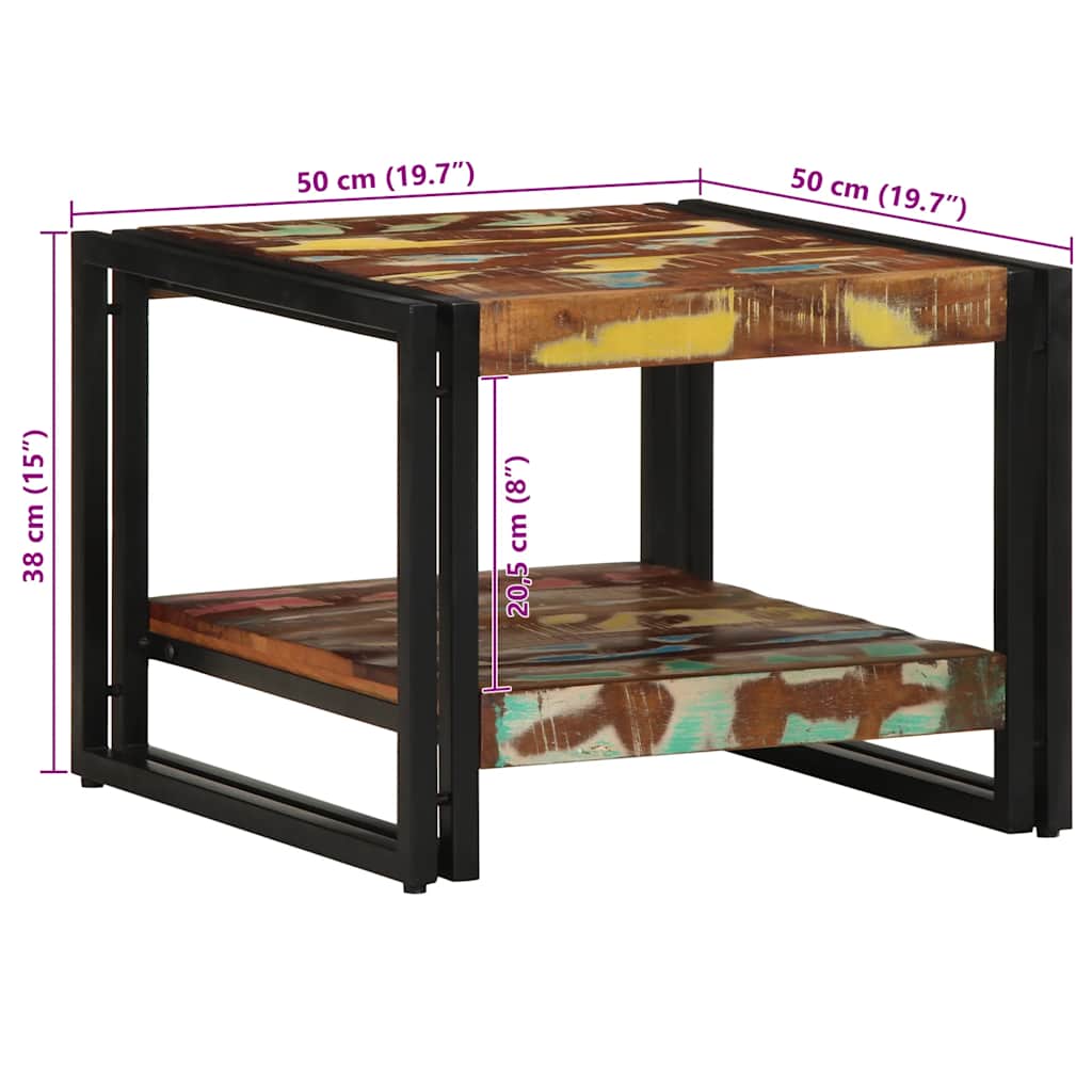 Tavolino Salotto Multicolore 50x50x38cm Legno Massello Recupero