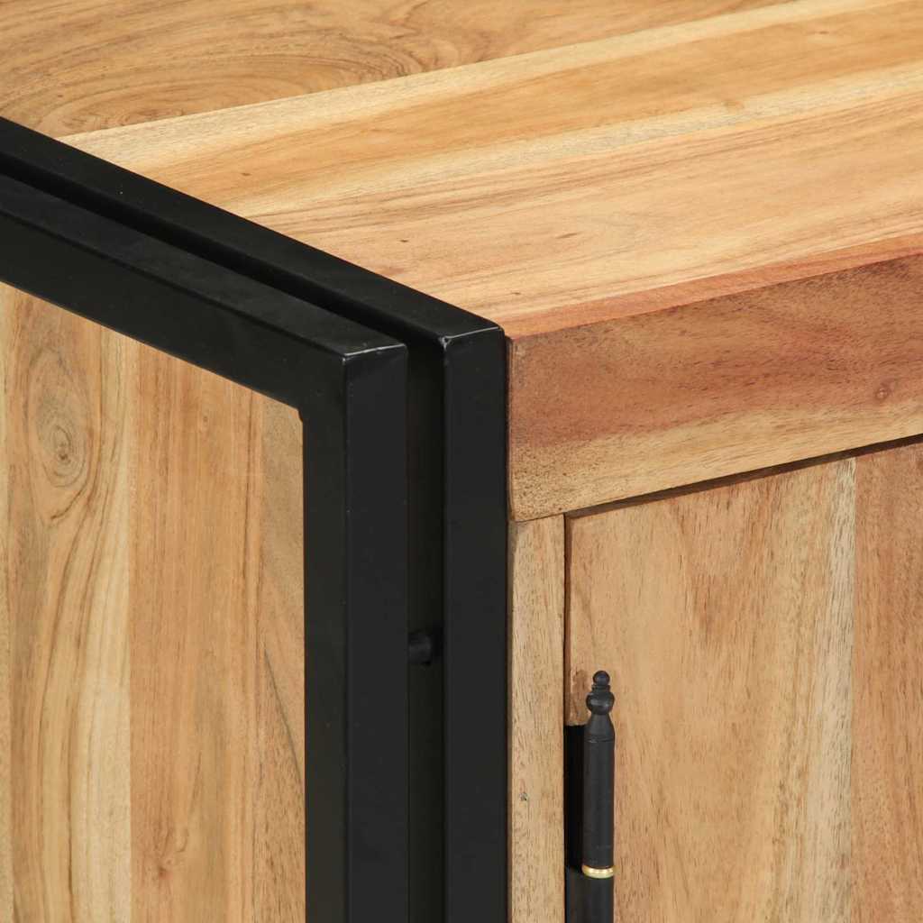 Armadio per Scarpe con porta Nero Legno massello di acacia