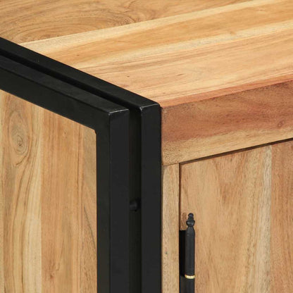 Armadio per Scarpe con porta Nero Legno massello di acacia