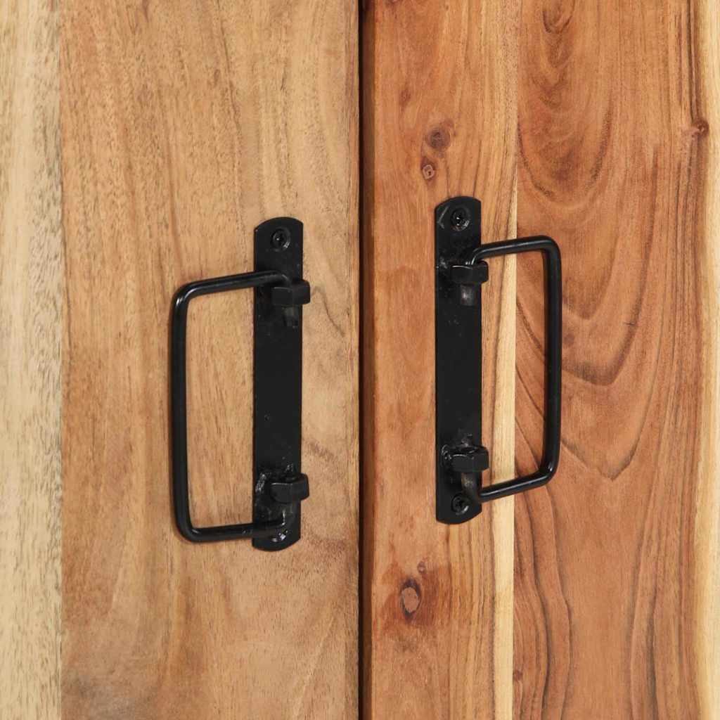 Armadio per Scarpe con porta Nero Legno massello di acacia