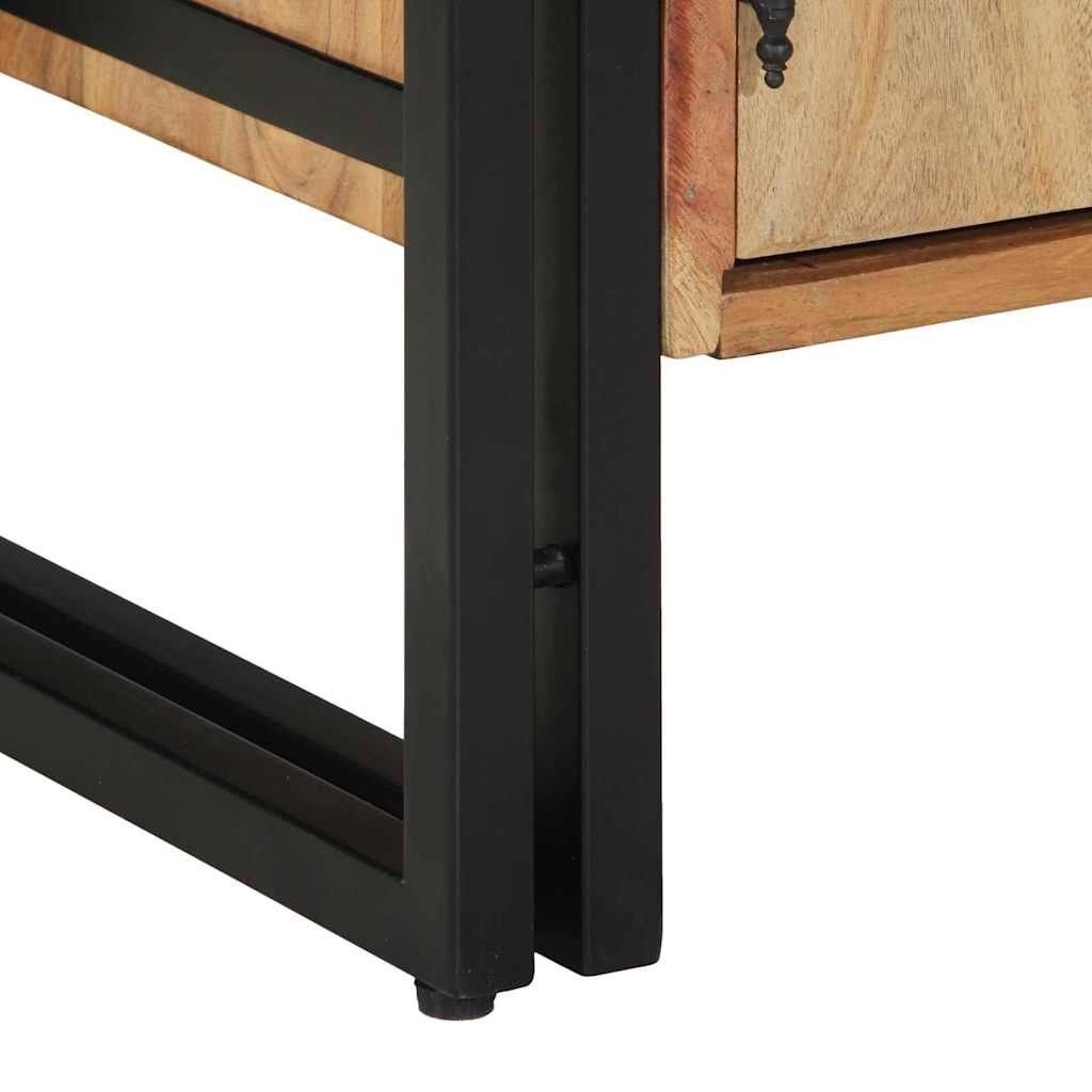 Armadio per Scarpe con porta Nero Legno massello di acacia