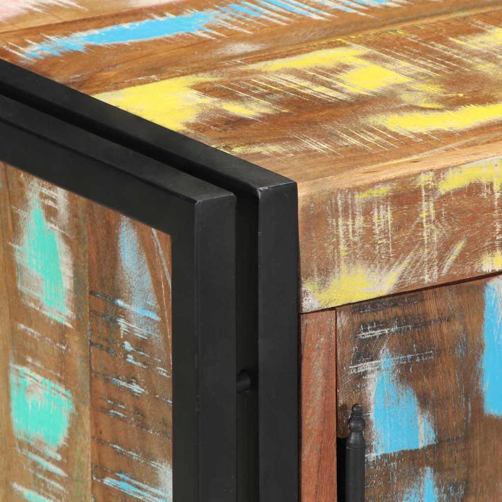 Armadio per Scarpe con porta Nero Legno massello di recupero