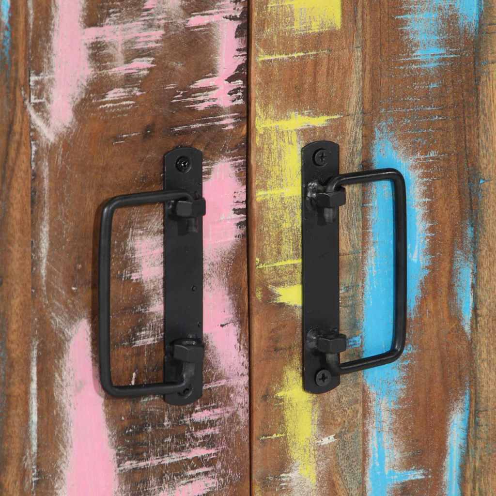 Armadio per Scarpe con porta Nero Legno massello di recupero