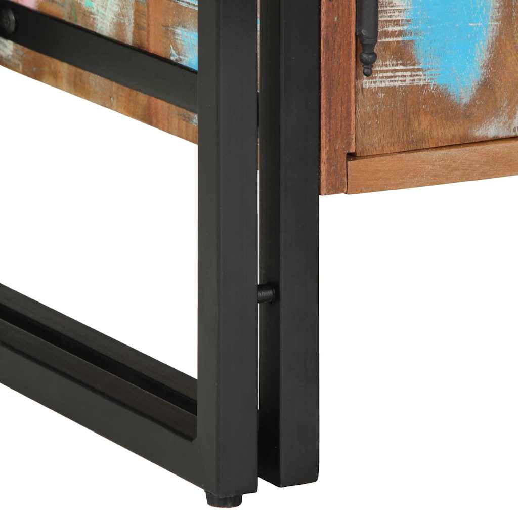 Armadio per Scarpe con porta Nero Legno massello di recupero