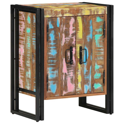 Armadio per Scarpe con porta Nero Legno massello di recupero