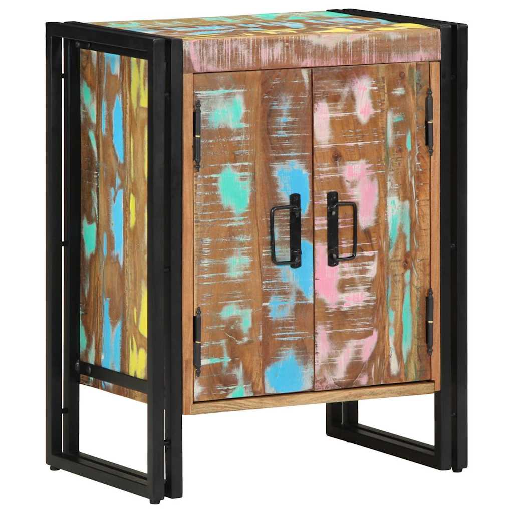 Armadio per Scarpe con porta Nero Legno massello di recupero