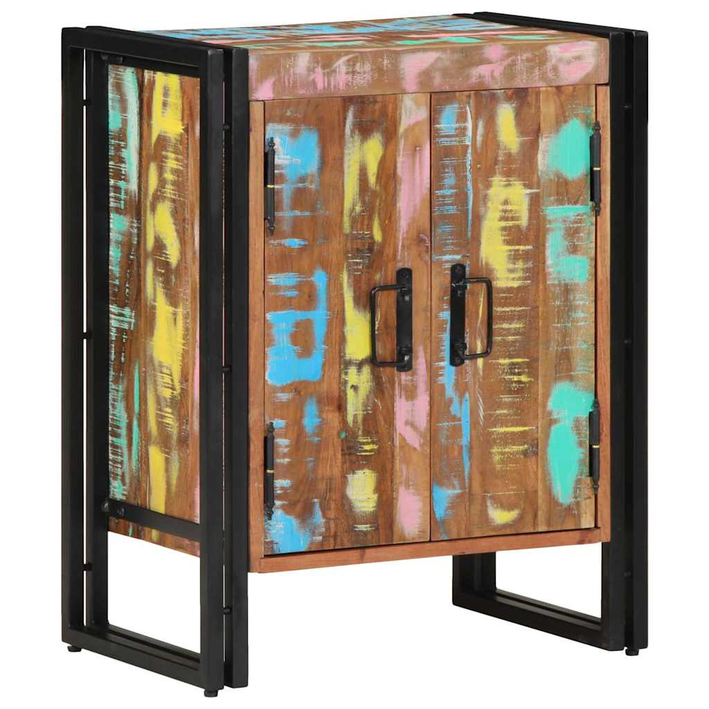 Armadio per Scarpe con porta Nero Legno massello di recupero