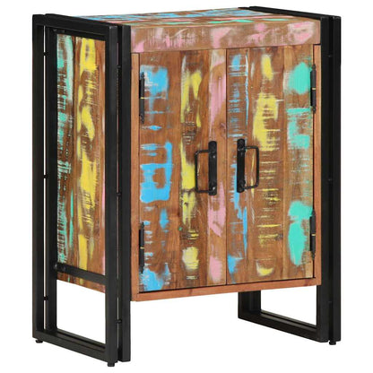 Armadio per Scarpe con porta Nero Legno massello di recupero