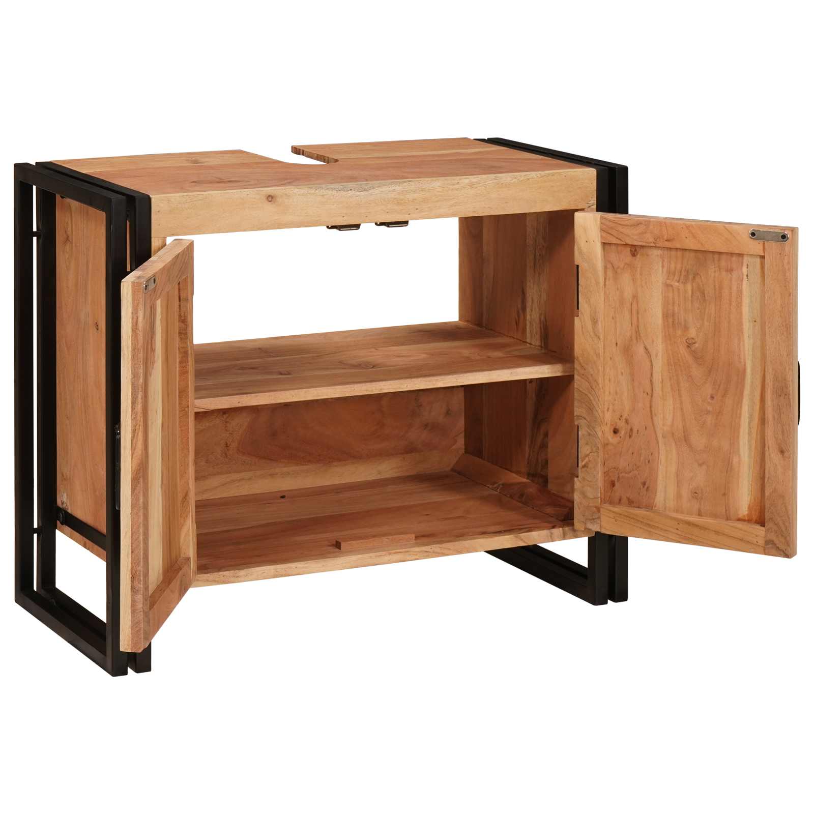 Armadio sottolavello con porta Marrone Legno di Acacia Massello | homemem39