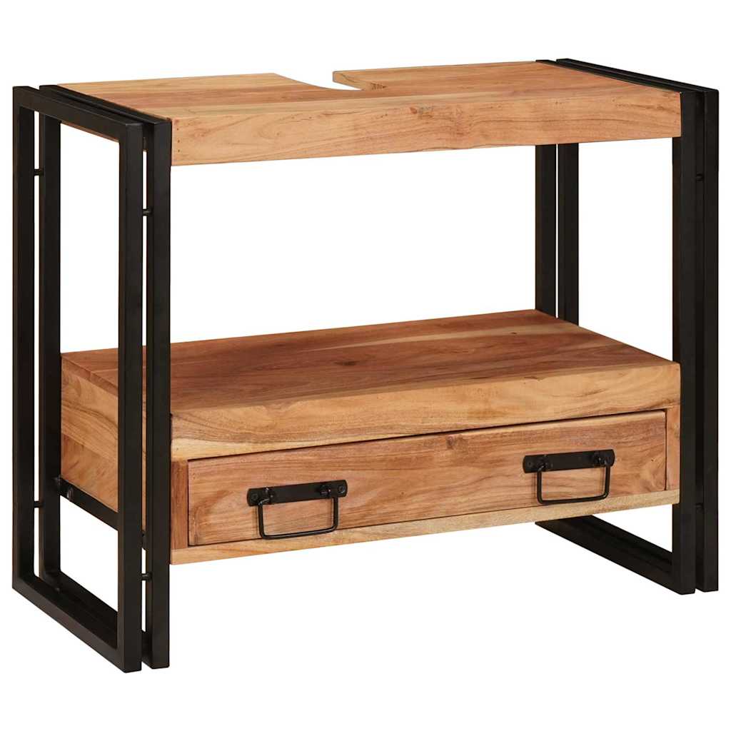 Armadio da bagno con cassetto Marrone Legno di Acacia Massello | homemem39