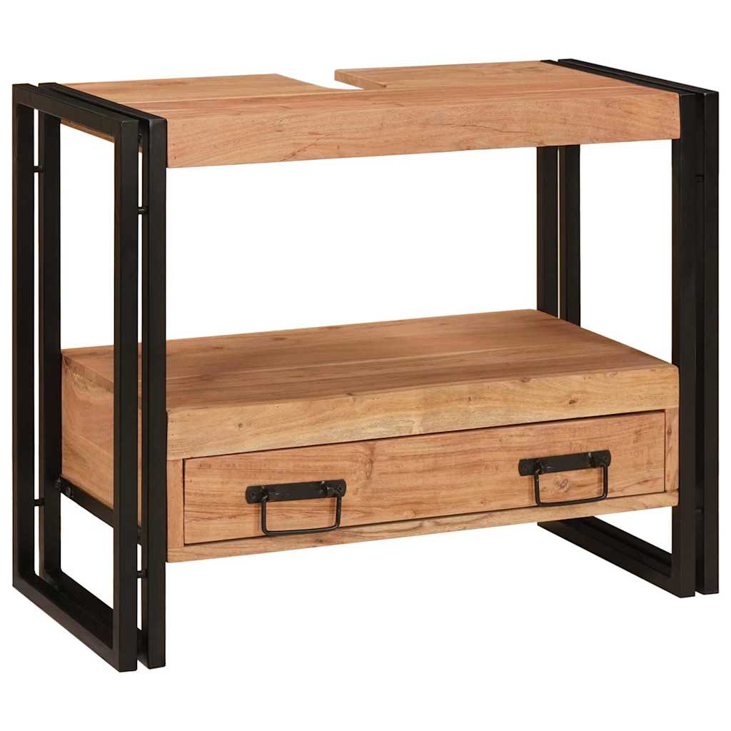 Armadio da bagno con cassetto Marrone Legno di Acacia Massello