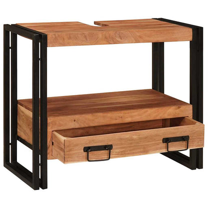 Armadio da bagno con cassetto Marrone Legno di Acacia Massello | homemem39