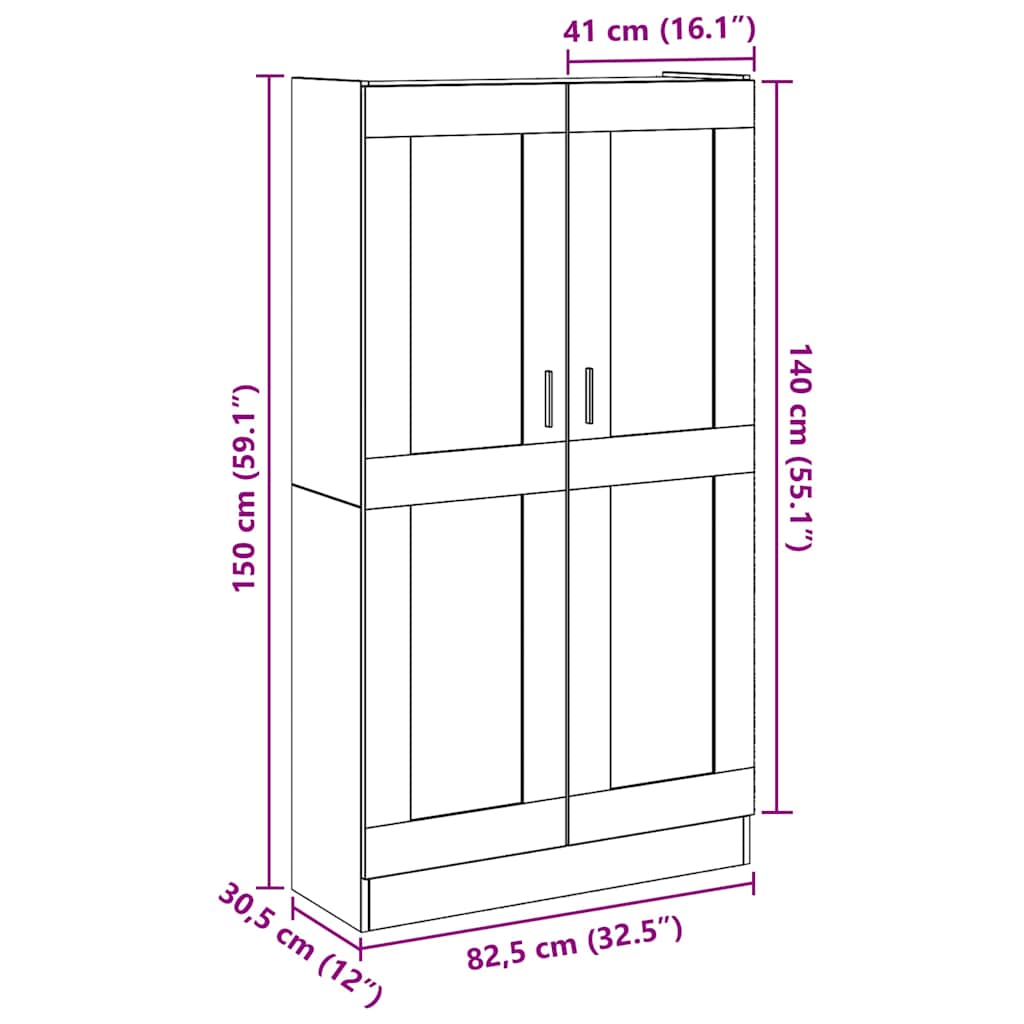 Credenza Alta Legno Antico 82,5x30,5x150 cm in Truciolato | homemem39