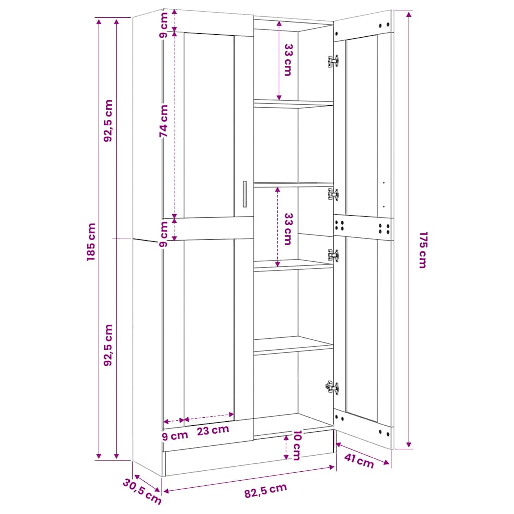 Credenza Legno Antico 82,5x30,5x185 cm in Truciolato