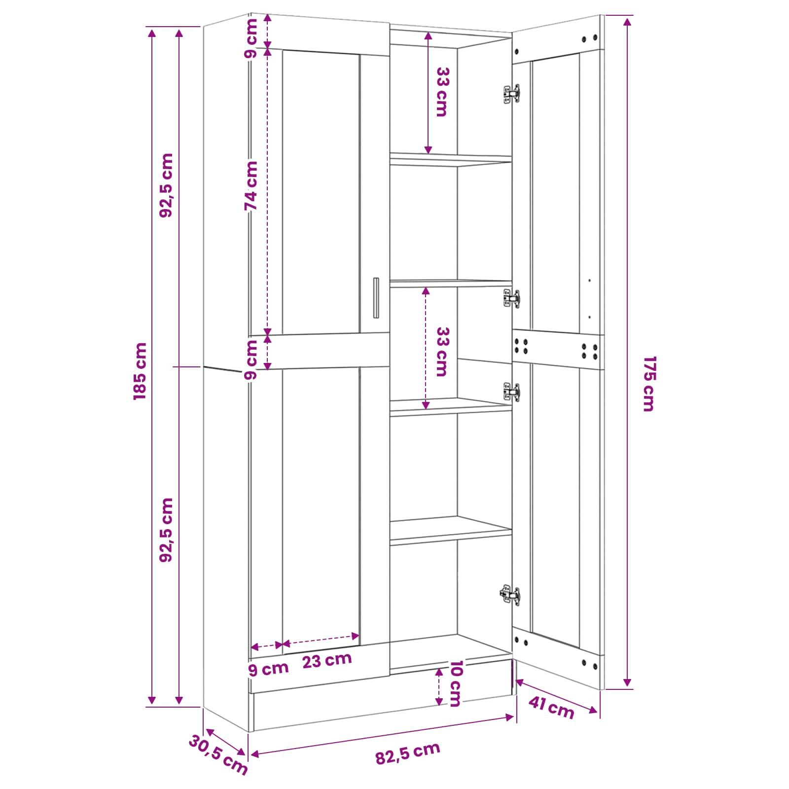 Credenza Legno Antico 82,5x30,5x185 cm in Truciolato | homemem39