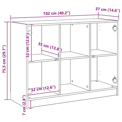 Credenza Rovere Artigianale 102x37x75,5 cm in Legno Multistrato