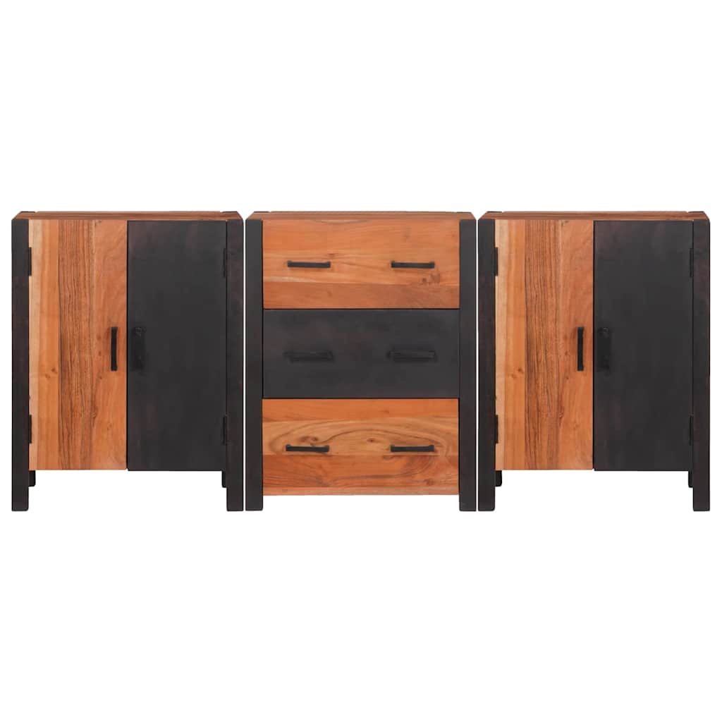 Credenza 3 pcs Marrone 55 x 30 x 75 cm Legno massello di acacia