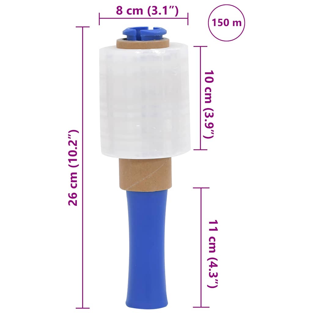 Film Estensibile con Manico 10 pz Trasparente 23 μm 50cm x 150m | homemem39