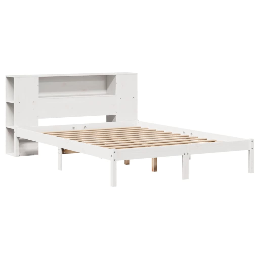 Letto Libreria senza Materasso Bianco 160x200 cm Legno di Pino | homemem39