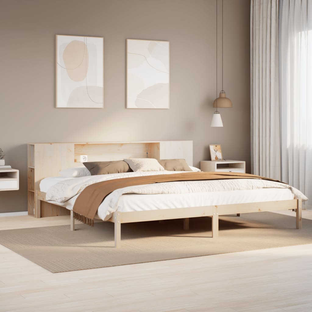 Letto Libreria senza Materasso 200x200 cm in Legno di Pino - homemem39