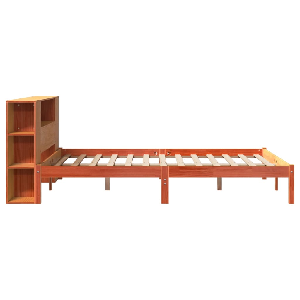 Letto Libreria senza Materasso Marrone Cera 150x200 cm in Pino | homemem39