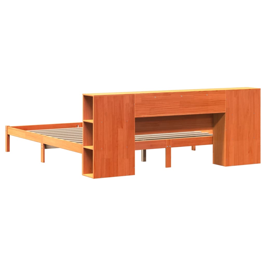 Letto Libreria senza Materasso Marrone Cera 180x200 cm in Pino