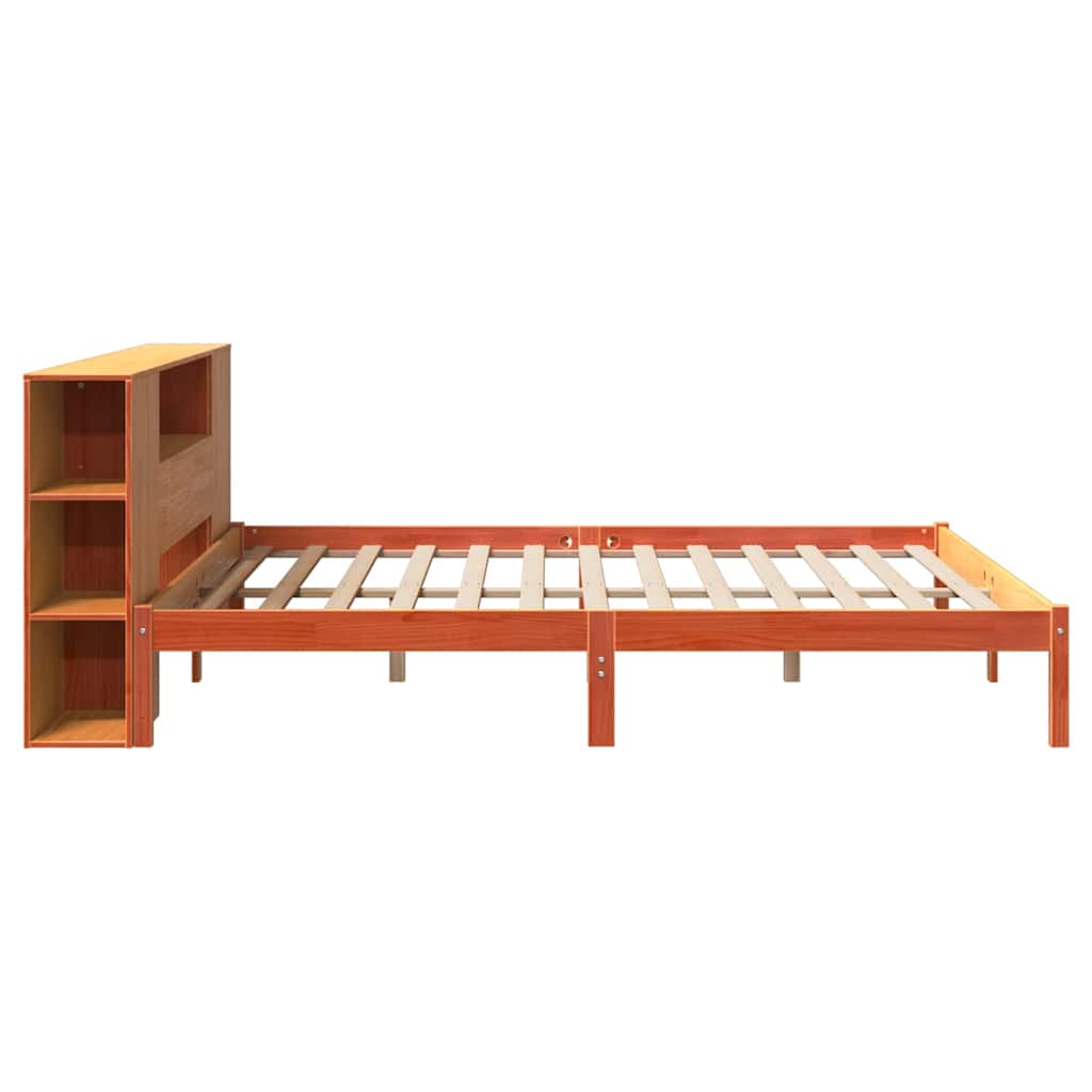 Letto Libreria senza Materasso Marrone Cera 200x200 cm in Pino - homemem39