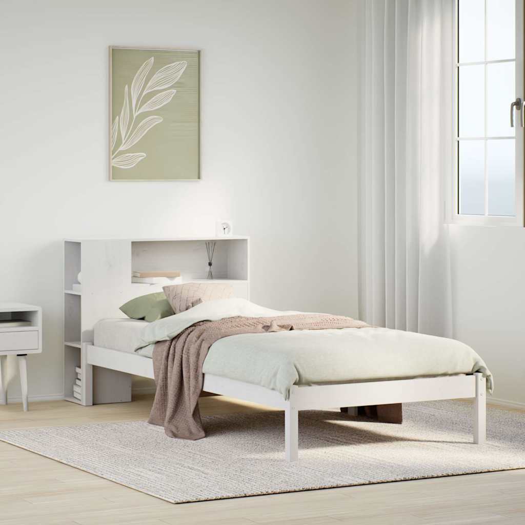 Letto con Libreria senza Materasso 75x190 cm in Legno Pino | homemem39