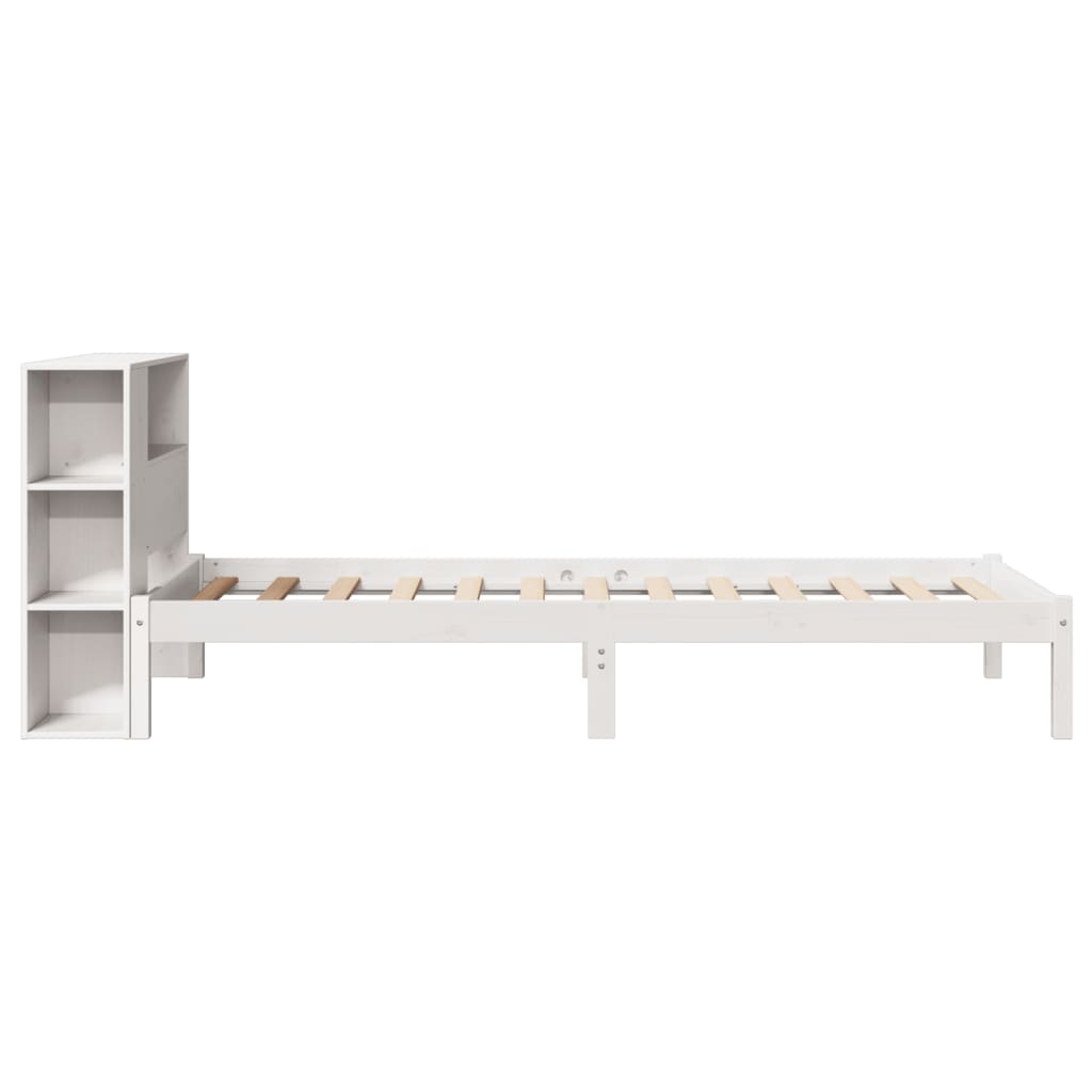 Letto Libreria senza Materasso Bianco 90x190 cm Massello Pino