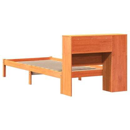 Letto Libreria senza Materasso Marrone Cera 75x190 cm in Pino - homemem39