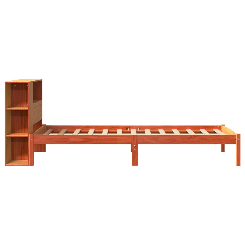 Letto Libreria senza Materasso Marrone Cera 100x200 cm in Pino