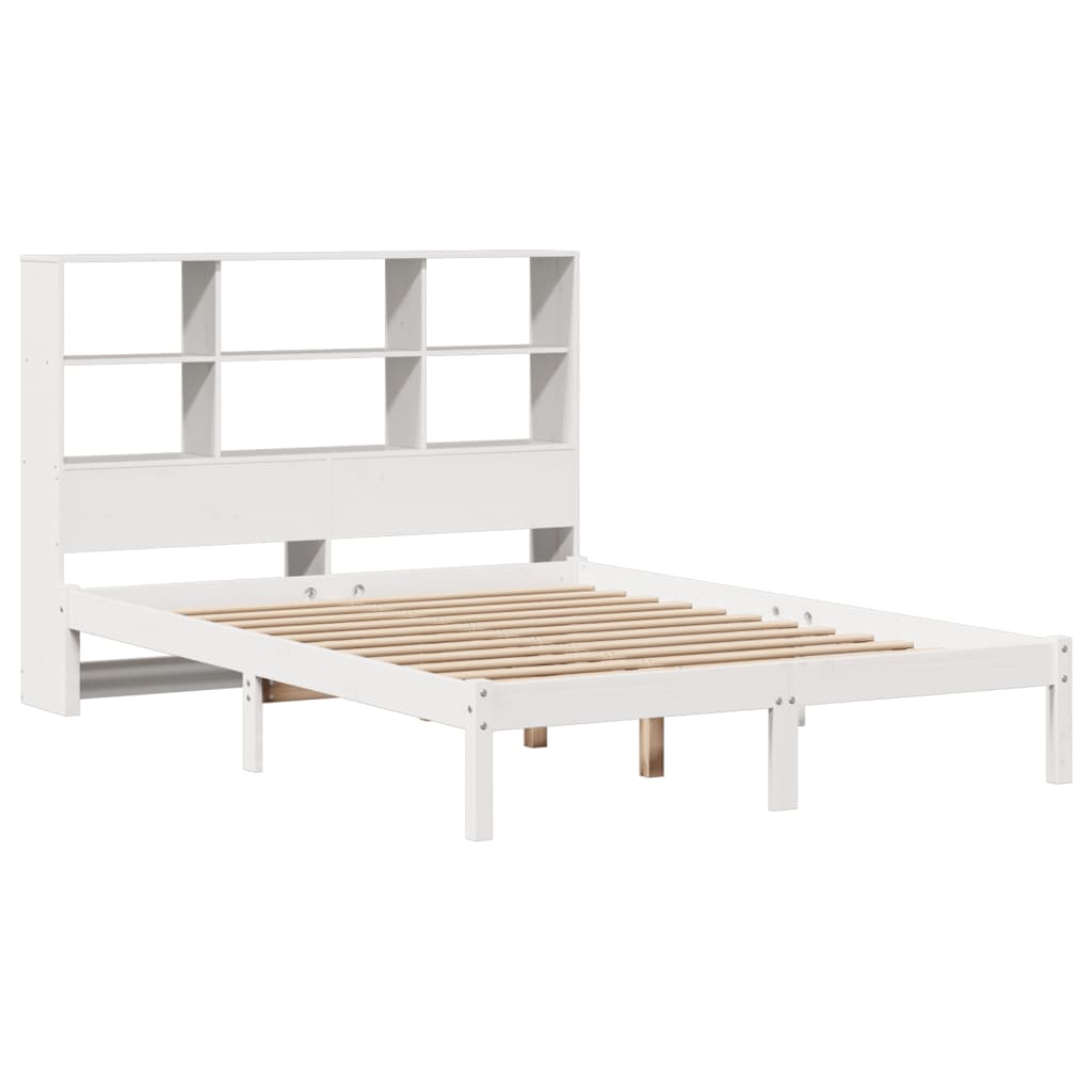 Letto Libreria senza Materasso Bianco 140x190 cm Legno di Pino - homemem39