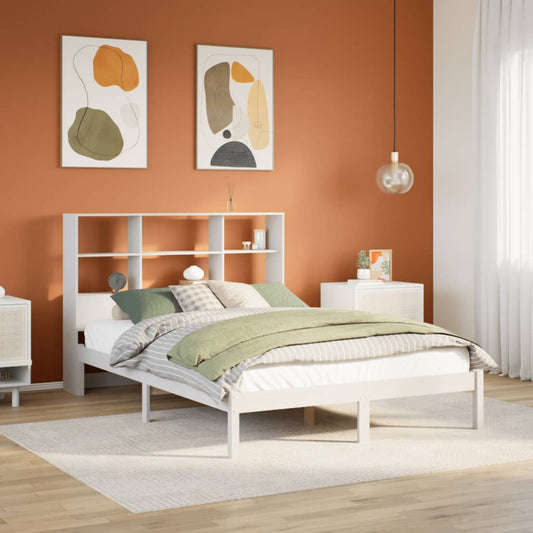 Letto Libreria senza Materasso Bianco 140x190 cm Legno di Pino - homemem39