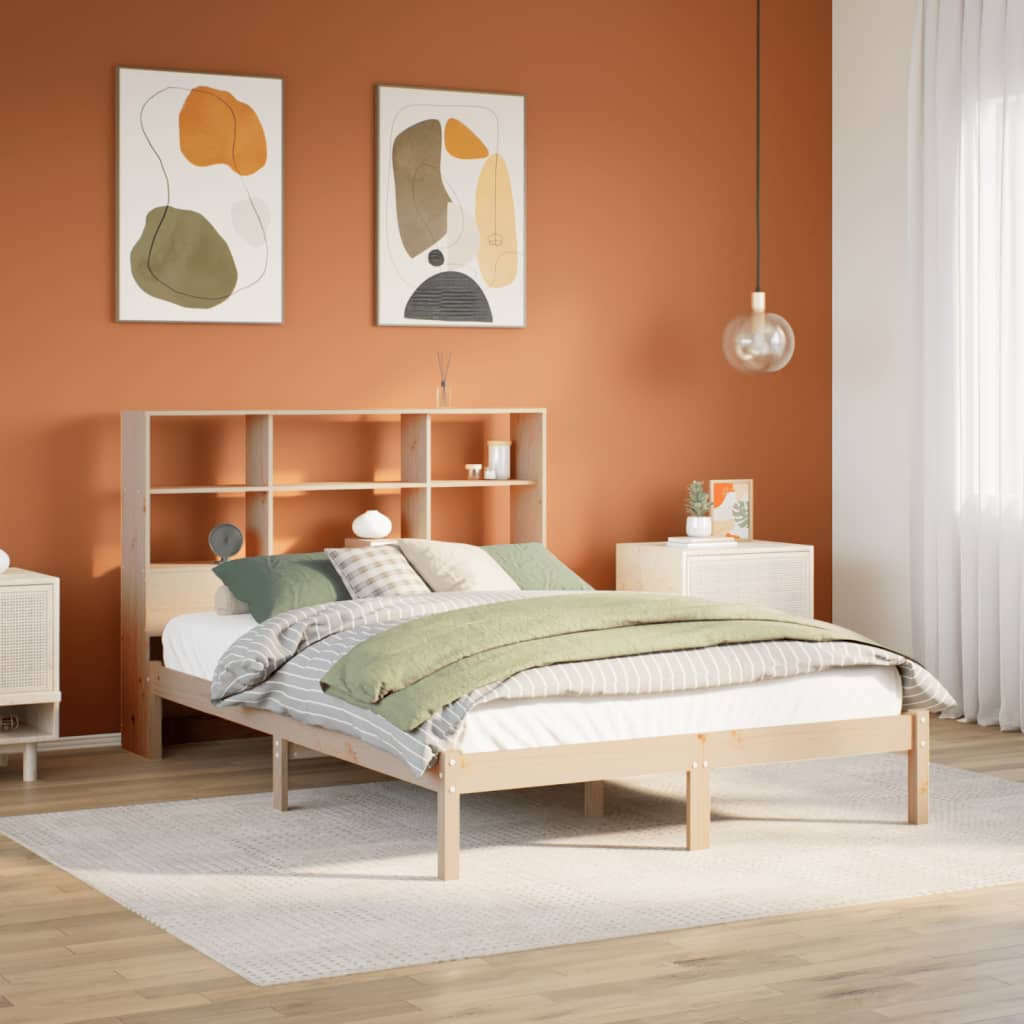 Letto Libreria senza Materasso 140x200 cm in Legno di Pino