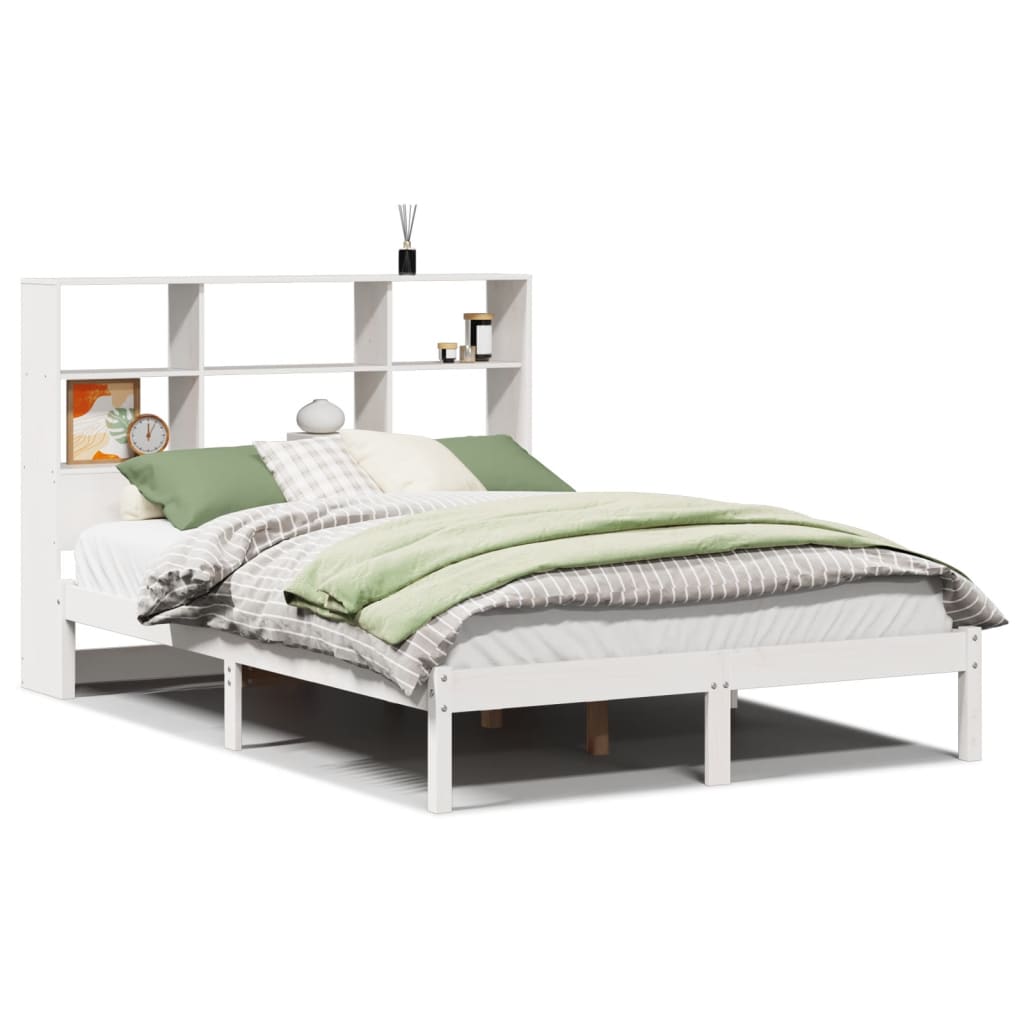Letto Libreria senza Materasso Bianco 160x200 cm Legno di Pino | homemem39