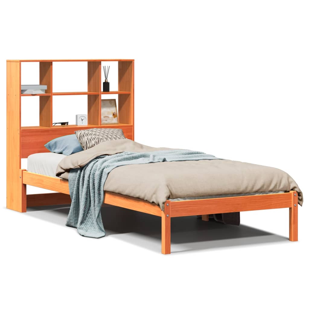 Letto Libreria senza Materasso Marrone Cera 75x190 cm in Pino - homemem39