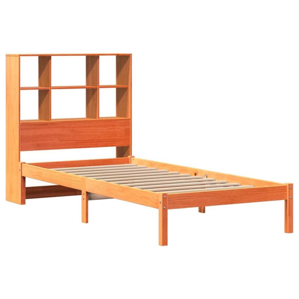 Letto Libreria senza Materasso Marrone Cera 75x190 cm in Pino - homemem39