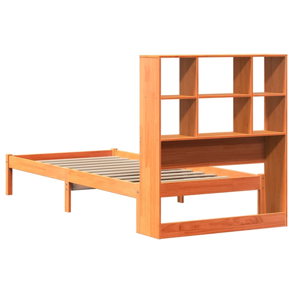 Letto Libreria senza Materasso Marrone Cera 75x190 cm in Pino - homemem39