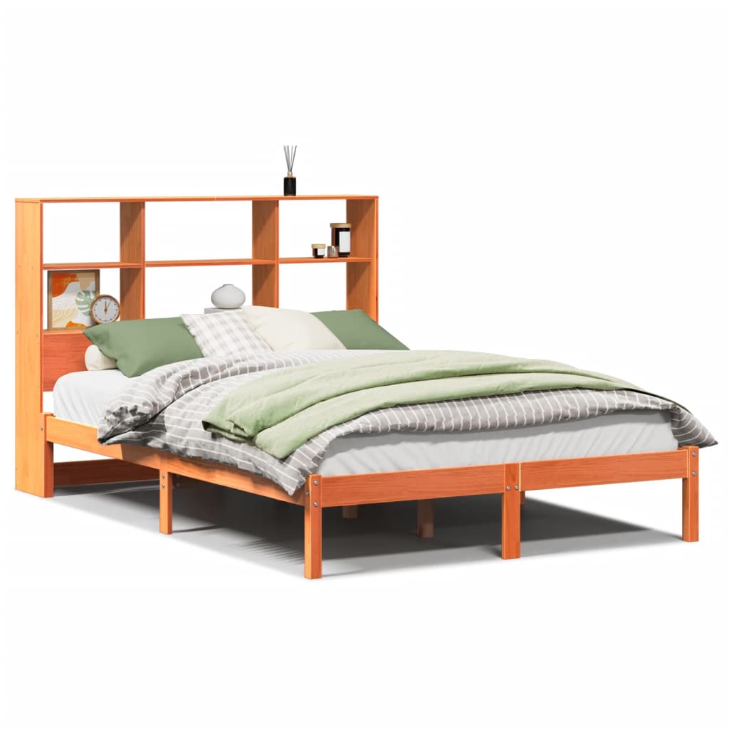 Letto Libreria senza Materasso Marrone Cera 120x190 cm in Pino