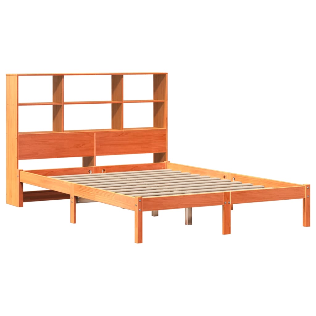 Letto Libreria senza Materasso Marrone Cera 120x190 cm in Pino