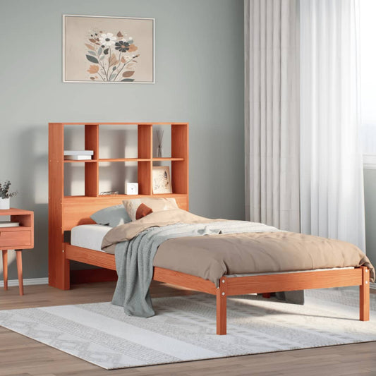 Letto Libreria senza Materasso Marrone Cera 90x200 cm in Pino - homemem39